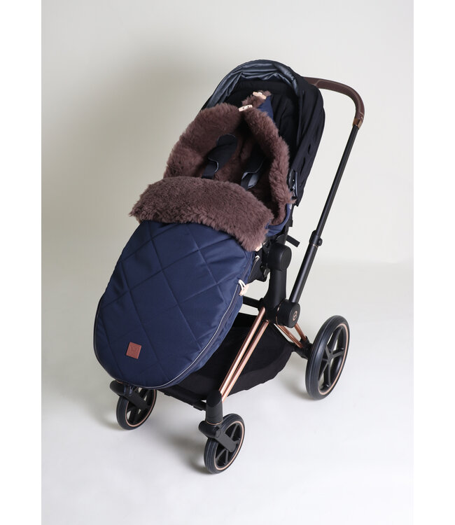 Kaiser Lammfell Fusssack Toffee navy