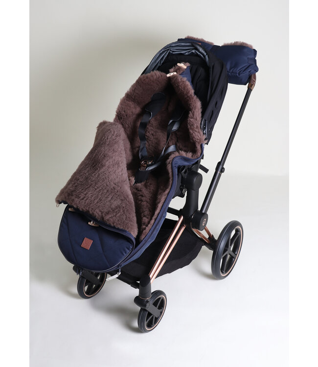 Kaiser Lammfell Fusssack Toffee navy