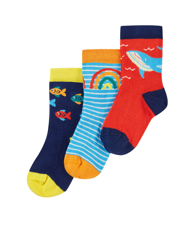 Frugi Kleinkinder Socken 3er Pack Rainbow Sea