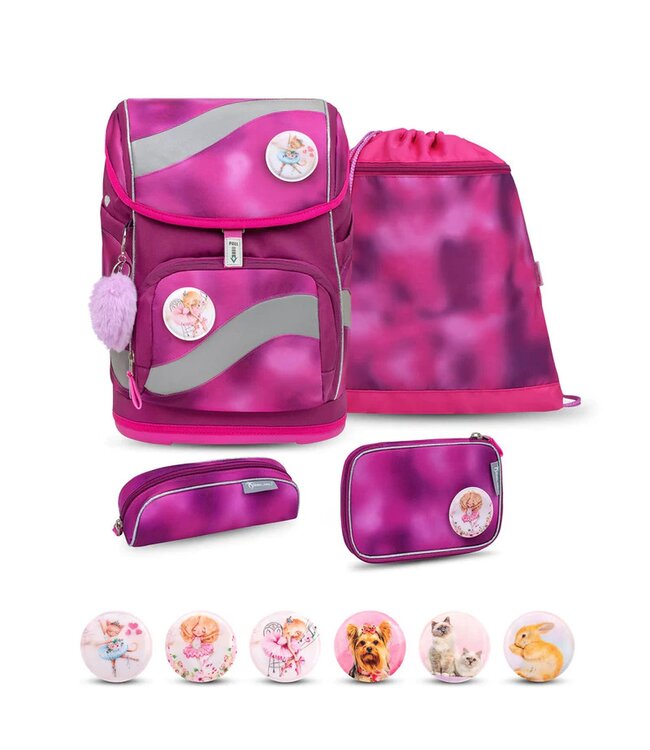 Belmil SMARTY Schulrucksack 5-teiliges-Set Shiny Pink