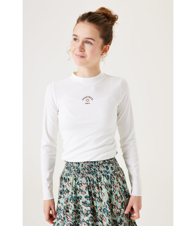 Garcia Mädchen Langarmshirt Together white