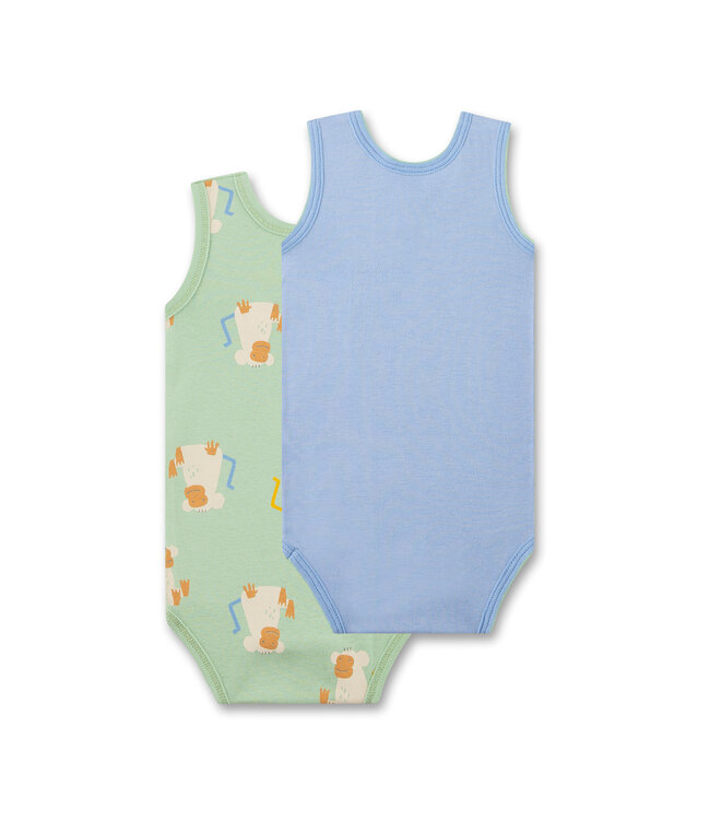 Sanetta Jungen Body 2er Pack ärmellos Affe