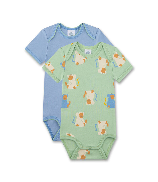 Sanetta Jungen Body 2er Pack kurzarm Affe