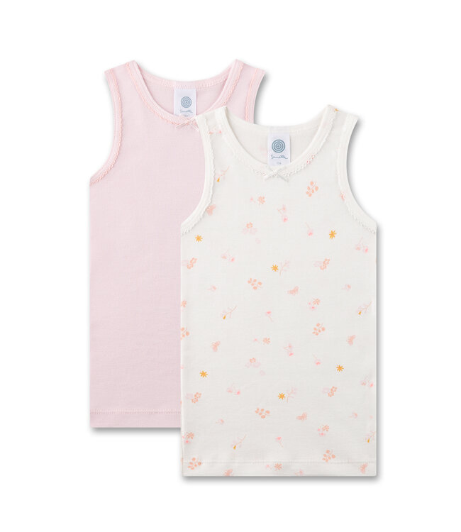 Sanetta Mädchen-Unterhemd (Doppelpack) Blumen