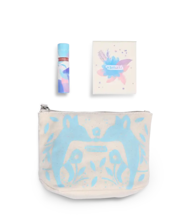 Namaki Glitzer-Kosmetiktasche für Kinder Blauer Fuchs