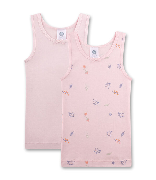 Sanetta Mädchen-Unterhemd (Doppelpack) rosa Vögel