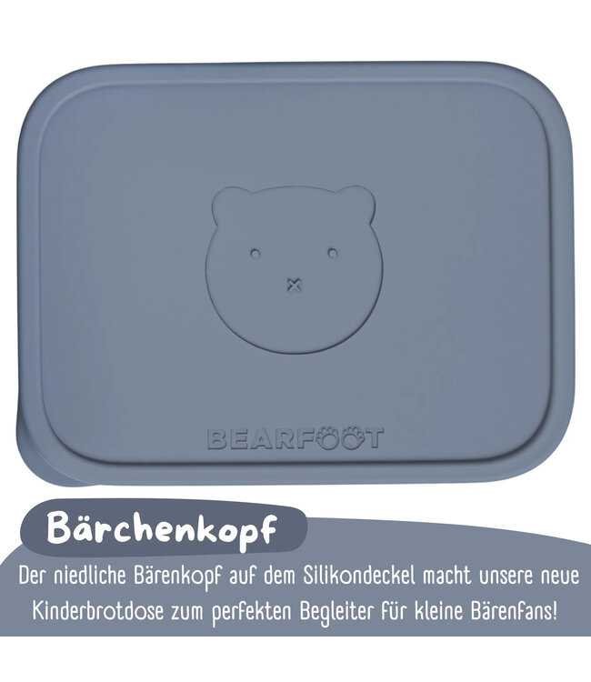 Bearfoot Brotdose Edelstahl mit Silikoneinsatz Blau
