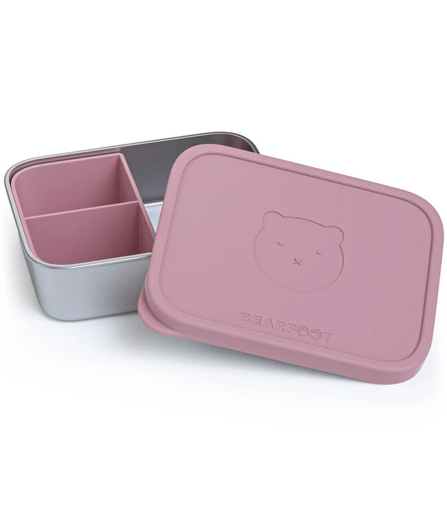 Bearfoot Brotdose Edelstahl mit Silikoneinsatz Rosa