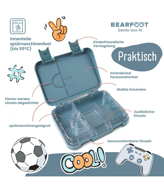 Bearfoot Brotdose Bento box Bagger blau