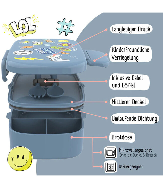 Bearfoot Brotdose Set Sticker blau