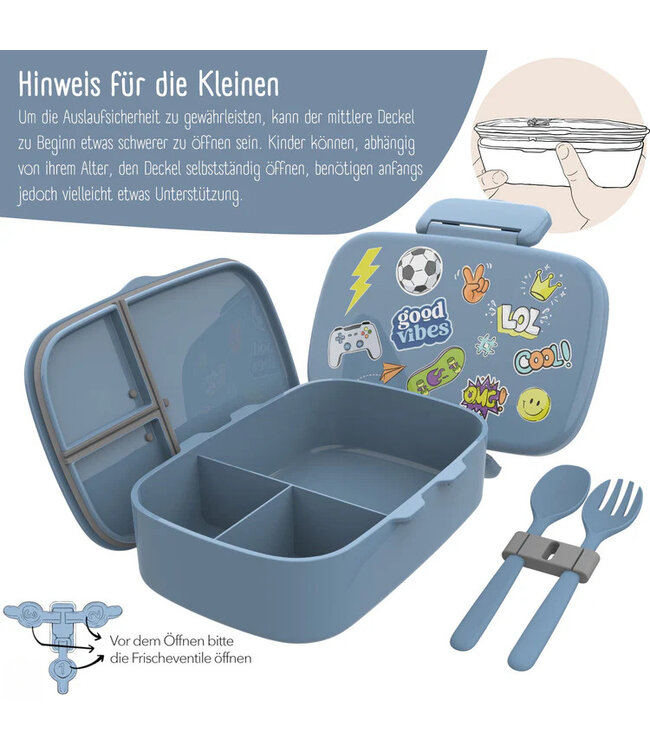 Bearfoot Brotdose Set Sticker blau