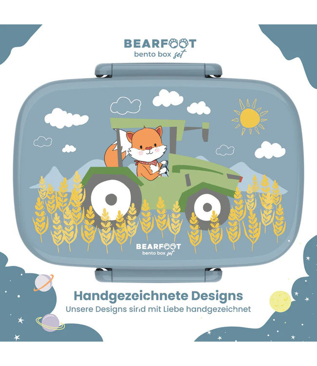 Bearfoot Brotdose Set Traktor blau