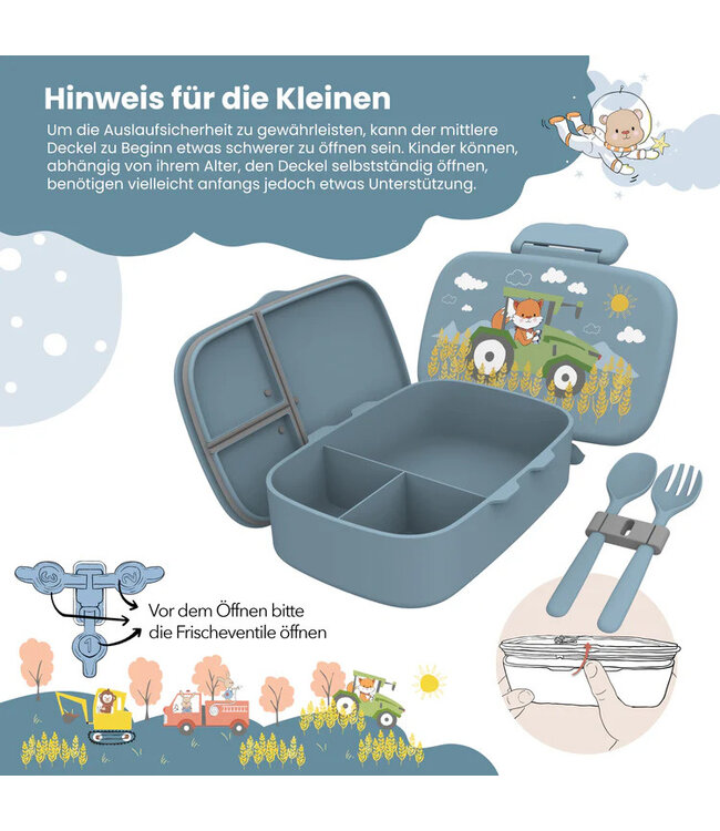 Bearfoot Brotdose Set Traktor blau