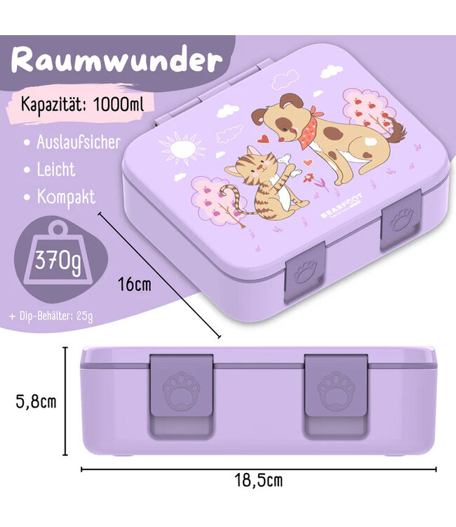 Bearfoot Brotdose Bento box COMPACT Hund & Katze lila