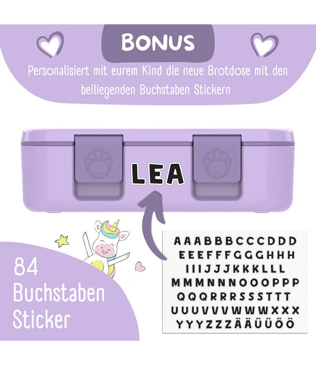 Bearfoot Brotdose Bento box COMPACT Einhorn lila
