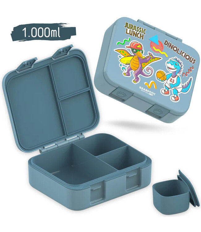 Bearfoot Brotdose Bento box COMPACT Dinos blau