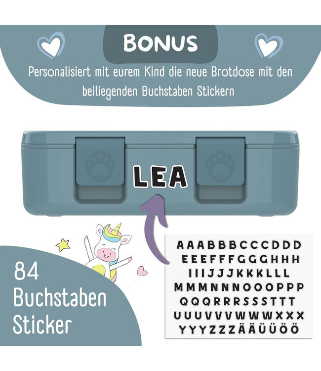 Bearfoot Brotdose Bento box COMPACT Dinos blau