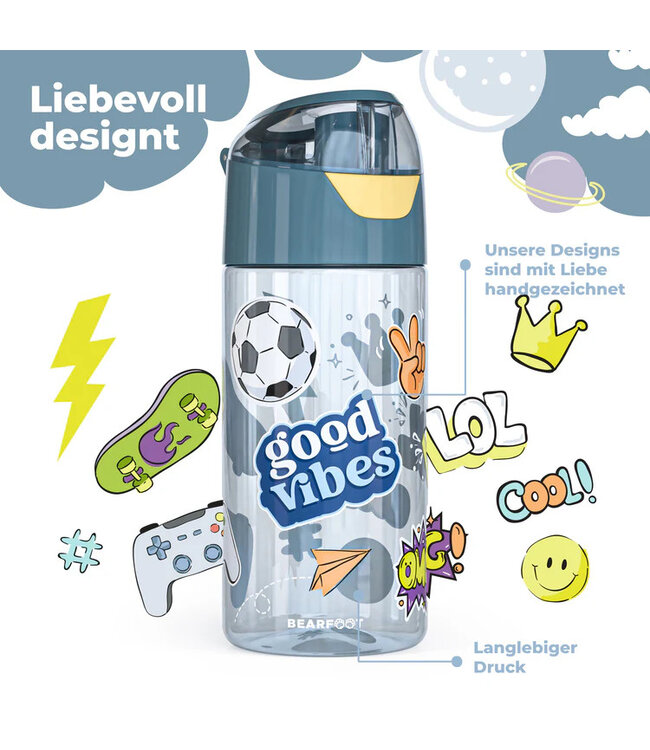 Bearfoot Trinkflasche Sticker blau