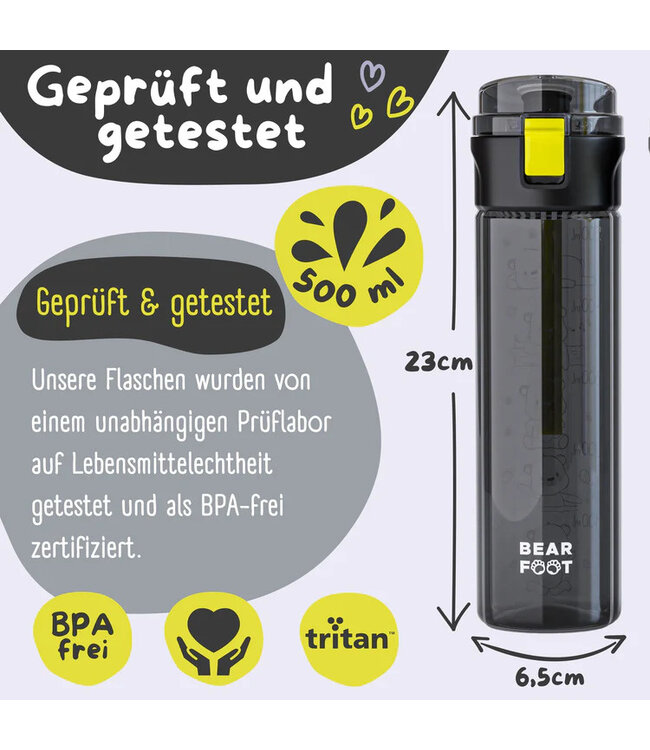 Bearfoot Trinkflasche Logo-schwarz 500 ml