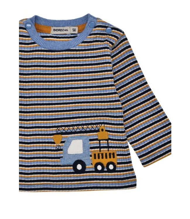 Bondi Baby langarm Shirt geringelt Kranwagen