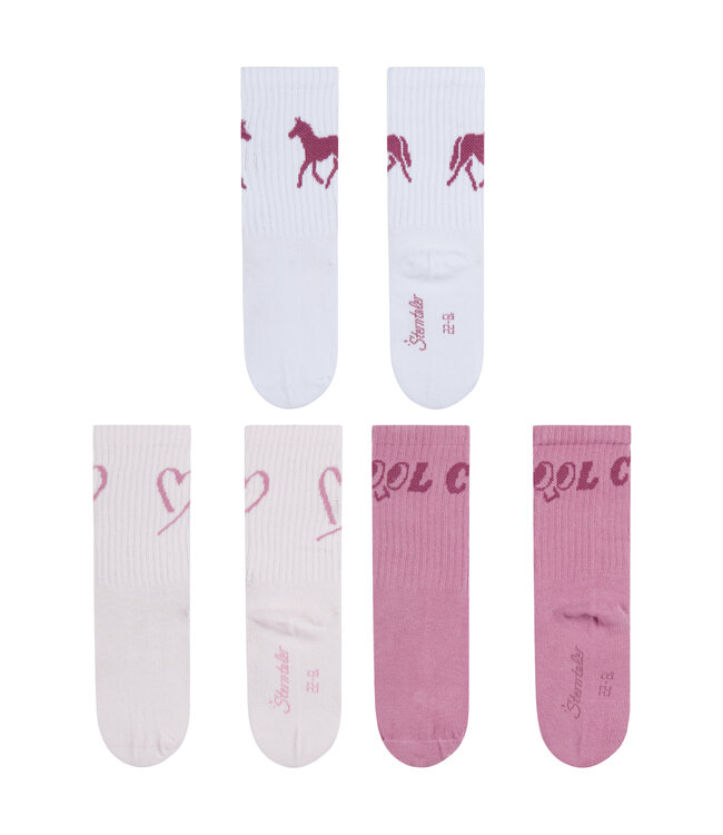 Sterntaler Kinder Socken 3er-Pack COOL – Lang mit Pferd & Herz