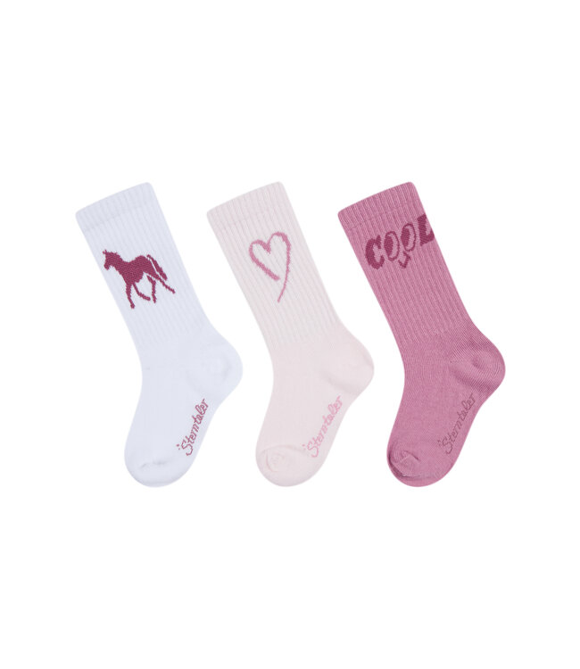 Sterntaler Kinder Socken 3er-Pack COOL – Lang mit Pferd & Herz