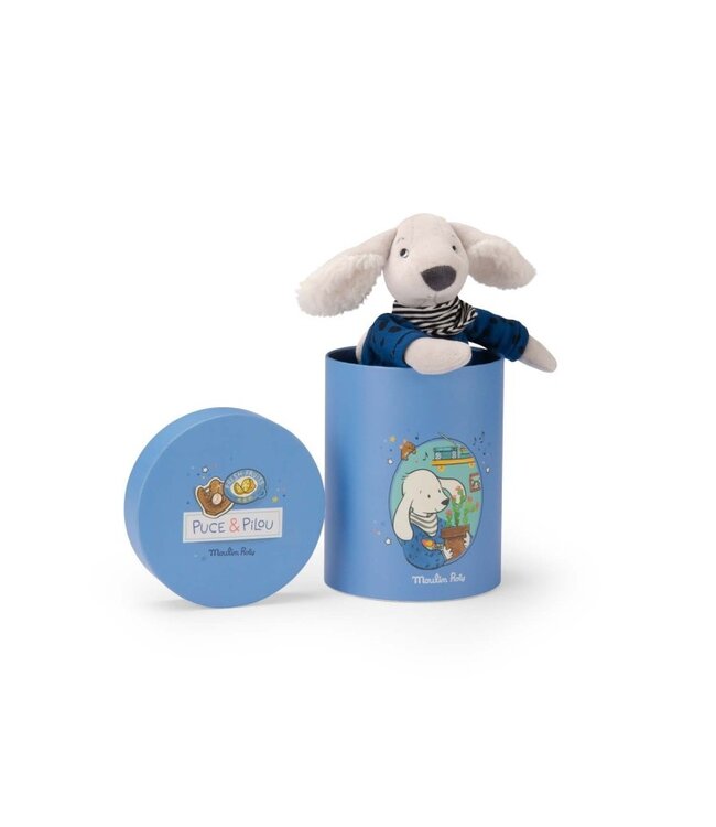 Moulin Roty Plüschtier Hund Pilou blau in der Box