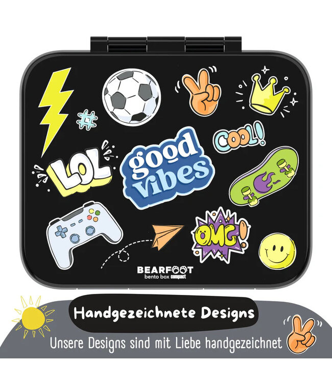 Bearfoot Brotdose Bento box COMPACT Sticker schwarz
