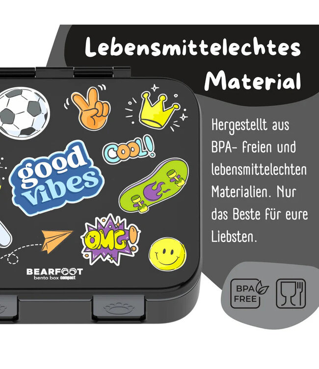 Bearfoot Brotdose Bento box COMPACT Sticker schwarz