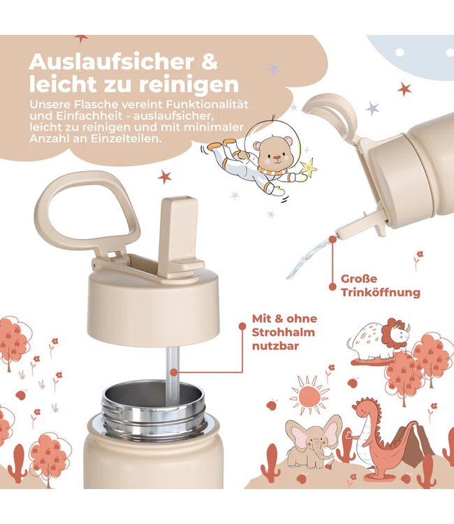 Bearfoot Thermo Kinder Trinkflasche Edelstahl - Dinos
