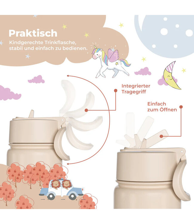 Bearfoot Thermo Kinder Trinkflasche Edelstahl - Dinos