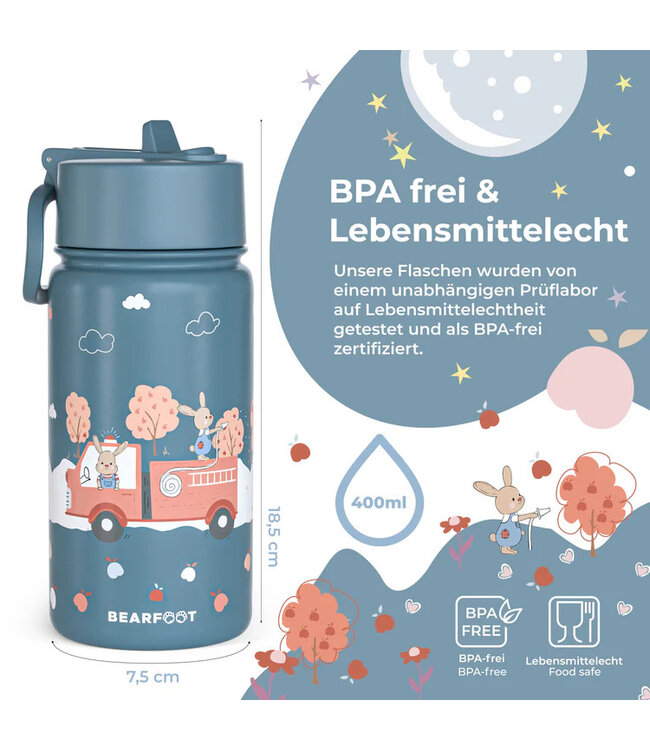 Bearfoot Thermo Kinder Trinkflasche Edelstahl - Feuerwehr