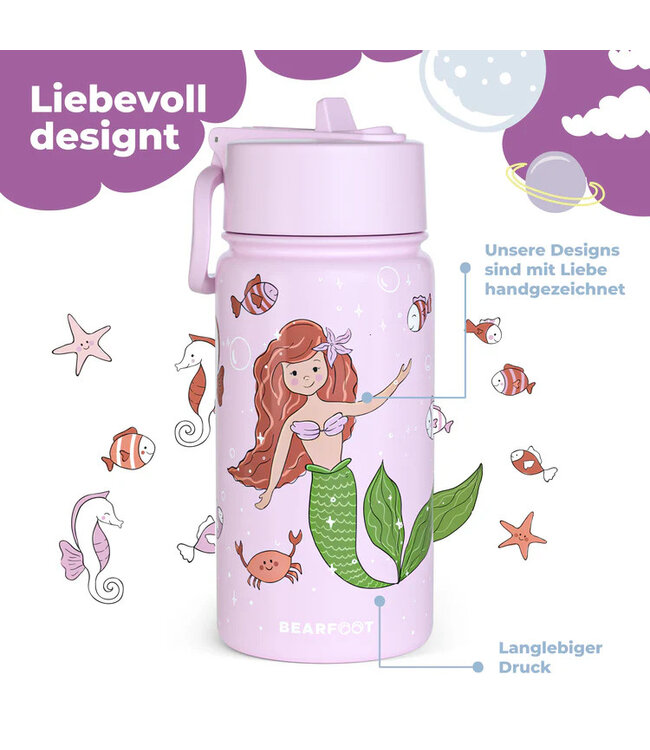 Bearfoot Thermo Kinder Trinkflasche Edelstahl - Meerjungfrau