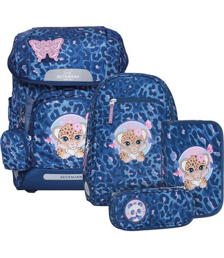 Beckmann Schulrucksack Plus Air 6-teiliges Set, Cheeta