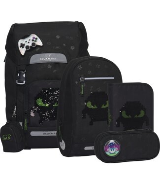 Beckmann Schulrucksack Classic 6-teiliges Set, Pixel