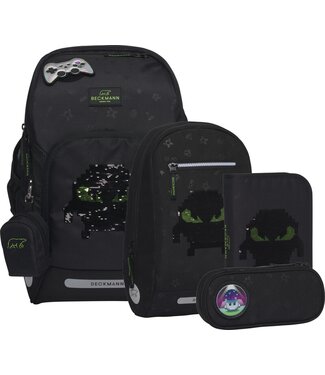 Beckmann Schulrucksack Active Air FLX 6-teiliges Set, Pixel