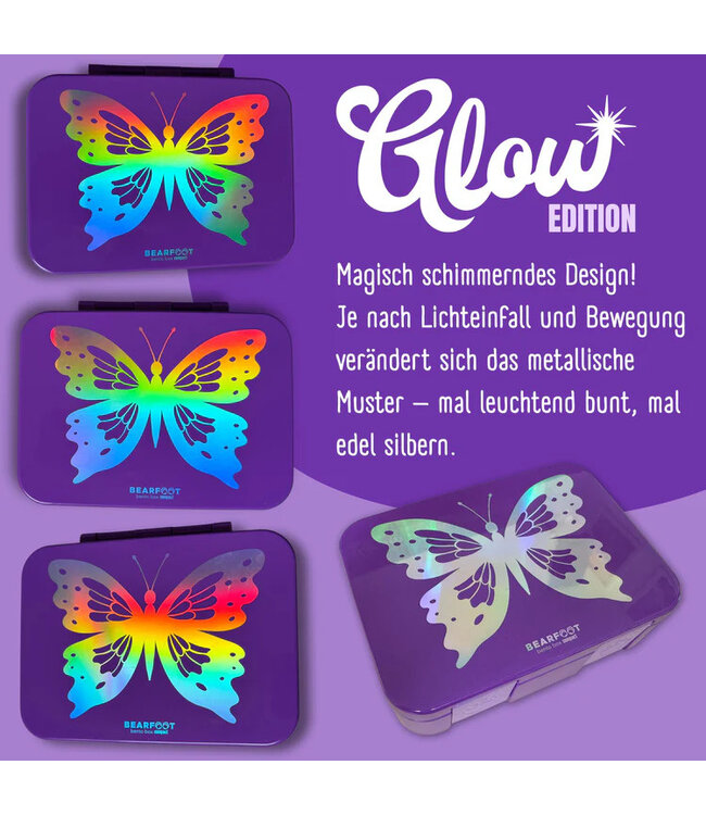 Bearfoot Brotdose Bento box COMPACT Schmetterling GLOW