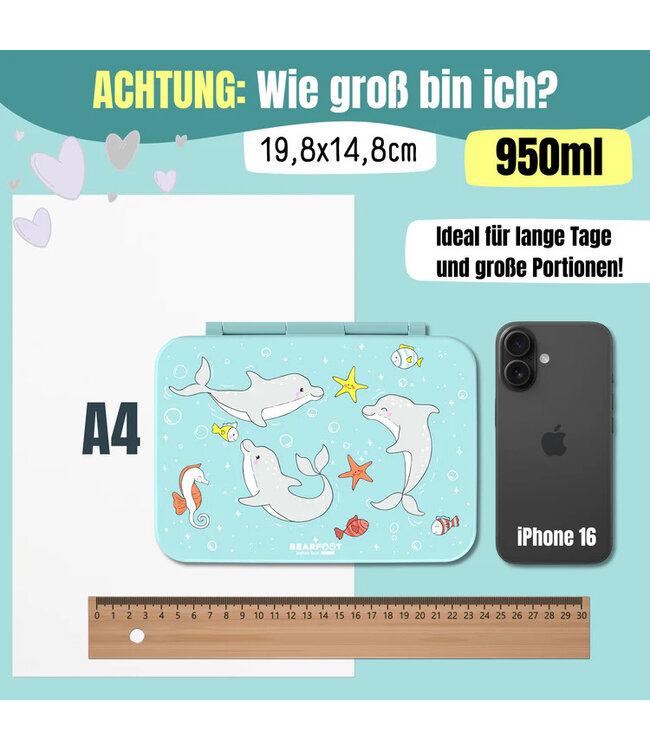 Bearfoot Brotdose Bento box COMPACT Delfin