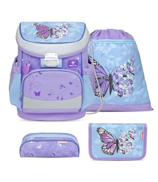 Belmil MINI FIT Schulrucksack-Set Purple Blue Butterfly
