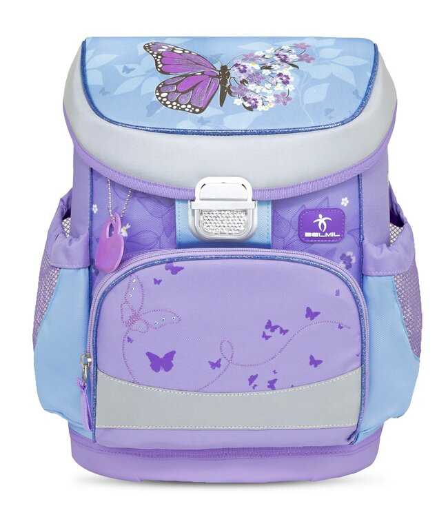 Belmil MINI FIT Schulrucksack-Set Purple Blue Butterfly