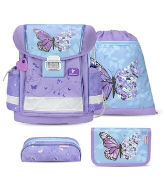 Belmil CLASSY Schulrucksack-Set Purple Blue Butterfly