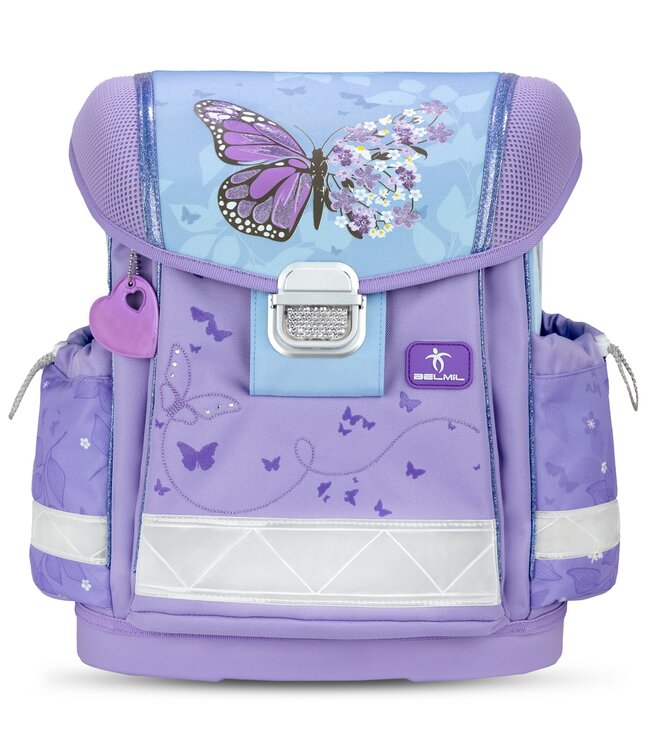 Belmil CLASSY Schulrucksack-Set Purple Blue Butterfly