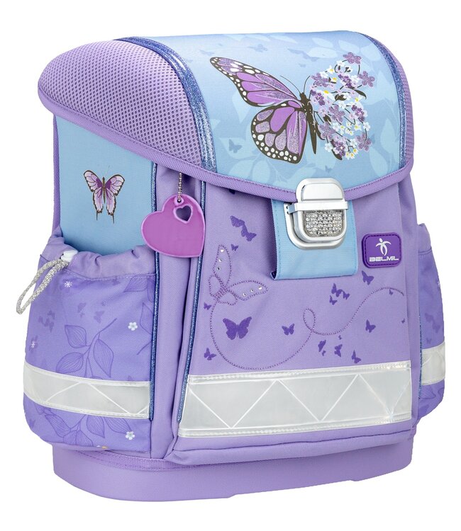 Belmil CLASSY Schulrucksack-Set Purple Blue Butterfly