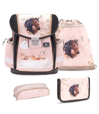 Belmil CLASSY Schulrucksack-Set Horse Chestnut