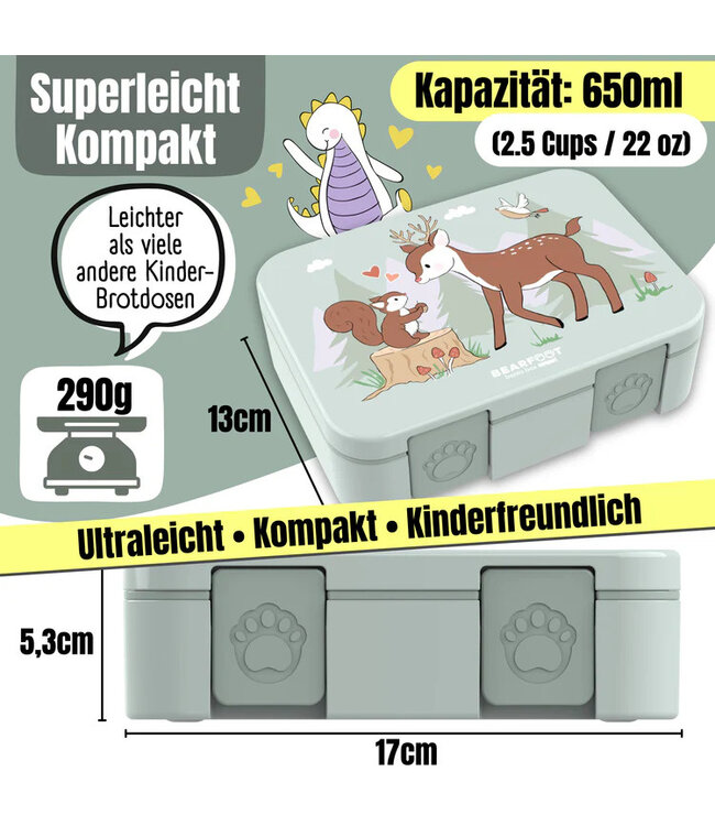 Bearfoot Brotdose Bento box COMPACT Reh Salbei
