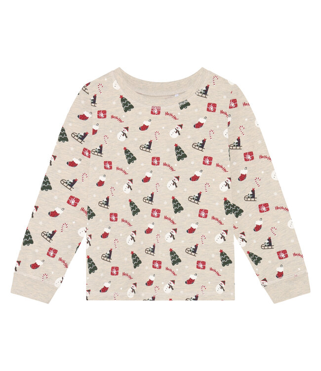 Minymo Weihnachst Pyjama Beige Melange