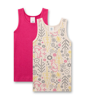 Sanetta Mädchen-Unterhemd (Doppelpack) beige & pink