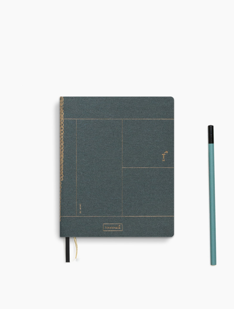 Linnen notitieboek A6 - dotted grid / gelinieerd - Forest Green