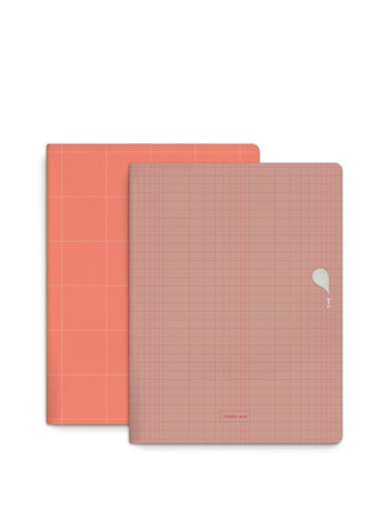 Exercise book A5 - set2 -  Carmine Grid / Tangerine Grid