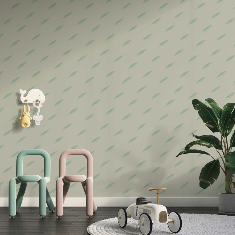 Pattern wallpaper on a roll - Loua - Clouds Green